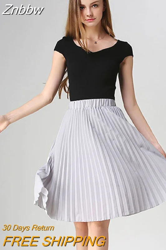 Znbbw Women Chiffon Pleated Skirt Vintage High Waist Tutu Skirts Womens Saia Midi Rokken 2016 Summer Style Jupe Femme Skirt