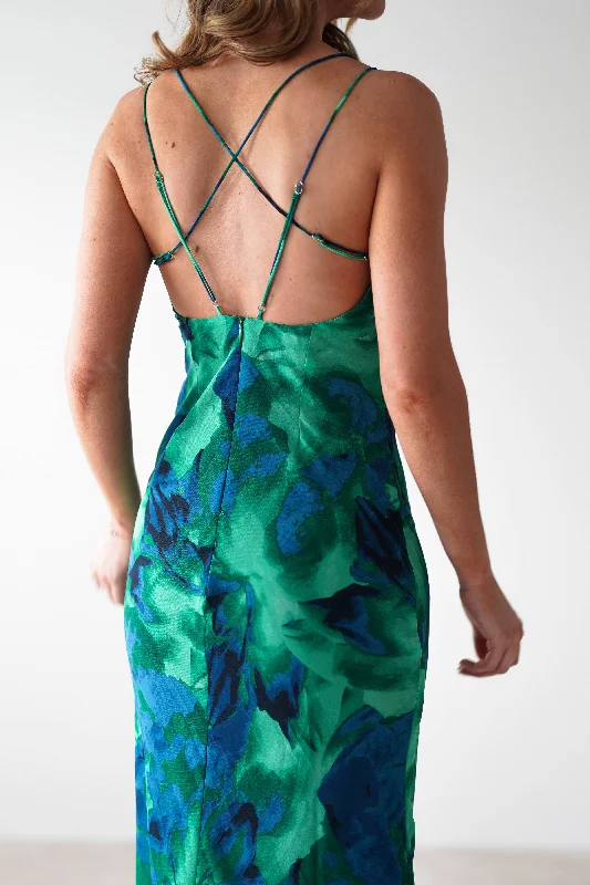 Bali Printed Midi Dress | Green Print