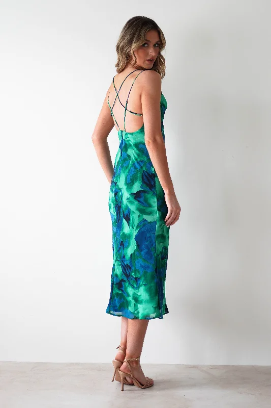 Bali Printed Midi Dress | Green Print