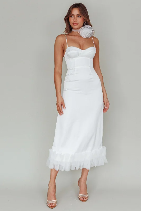 Buona Sera Hem Decoration Midi Dress White