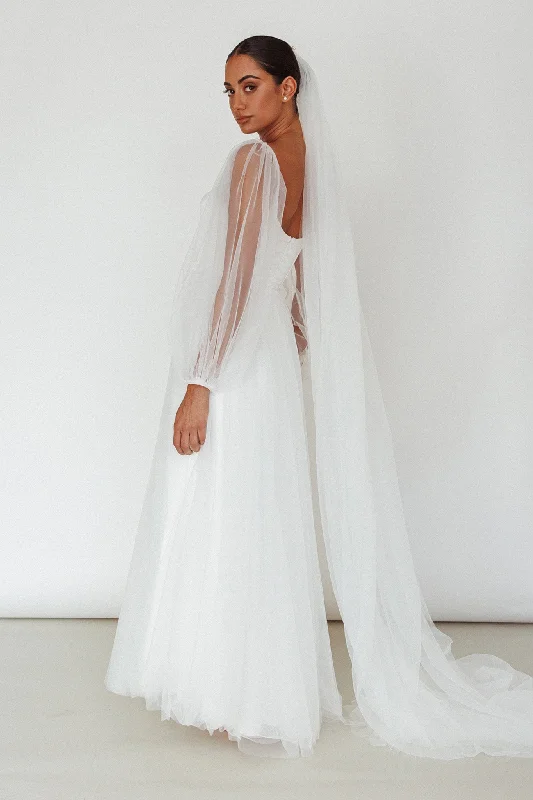 Fairytale Dream Sheer Sleeve Maxi Dress White