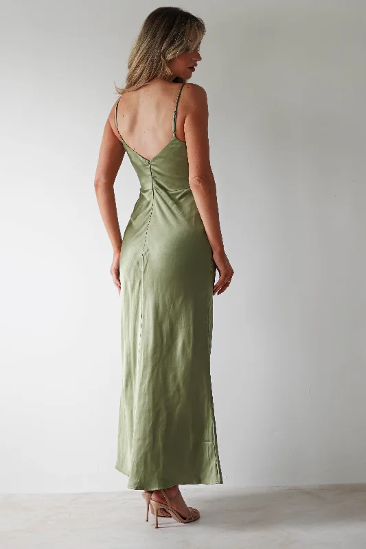 Felicity Lace Detail Maxi Dress | Olive