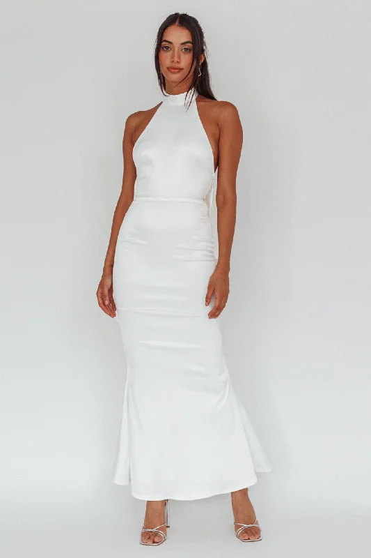 Fifth Avenue Bow Back Maxi Dress White