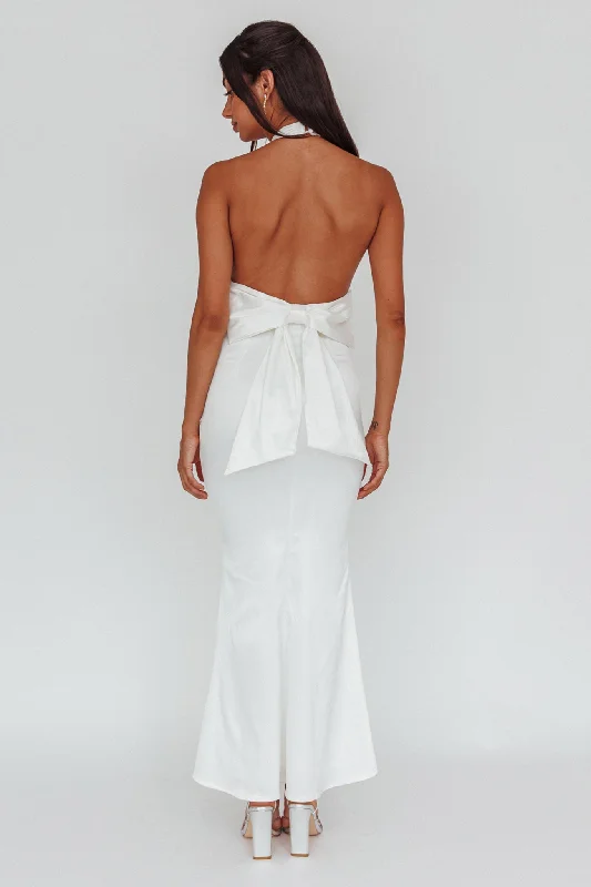 Fifth Avenue Bow Back Maxi Dress White