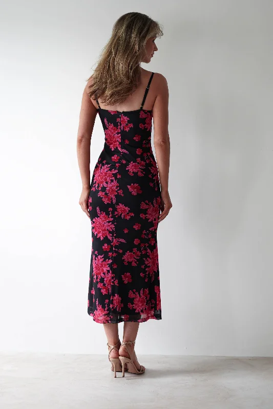 Francesca Bodycon Maxi Dress | Black Print