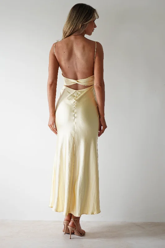 Grace Soft Satin Maxi Dress | Lemon