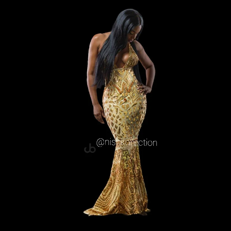 Mia Allele spaghetti sequin mermaid dress