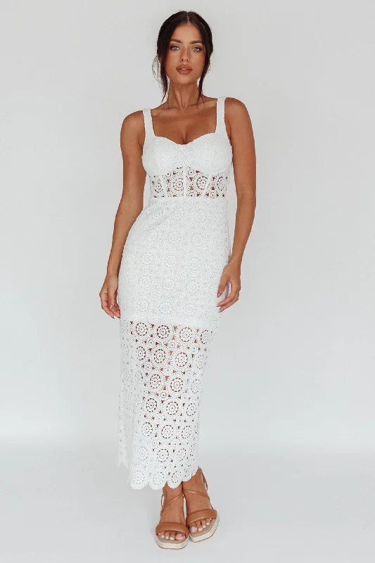 Milano Crochet Lace Midi Dress White