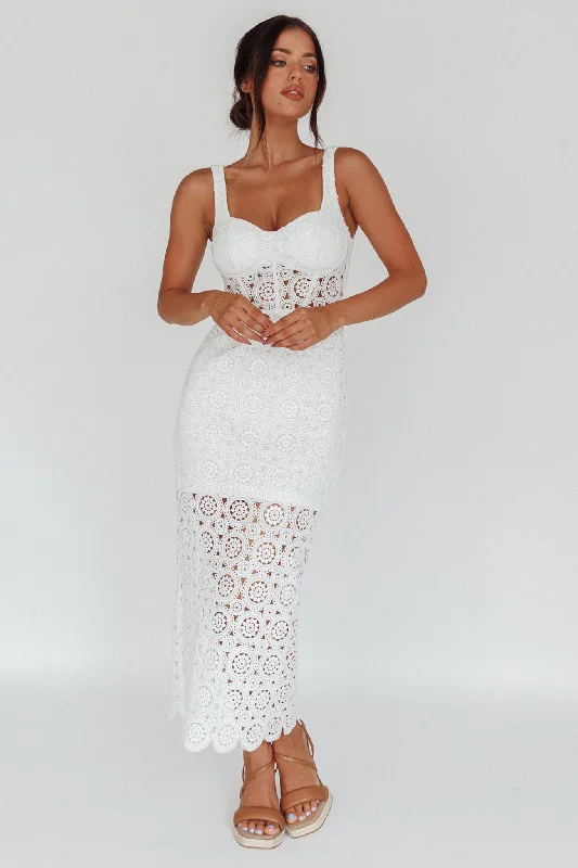 Milano Crochet Lace Midi Dress White