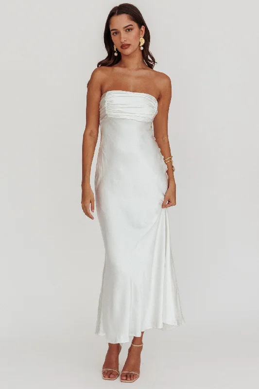 Moon Song Strapless Laced Back Dress Off White