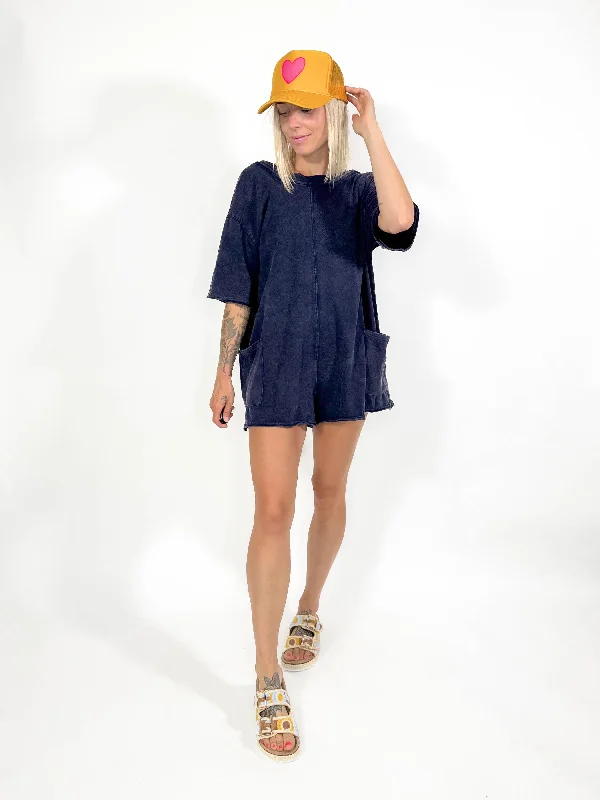 Movement Reversible Vintage Wash Romper- NAVY