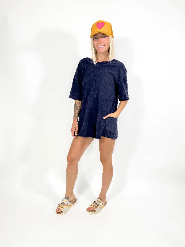 Movement Reversible Vintage Wash Romper- NAVY