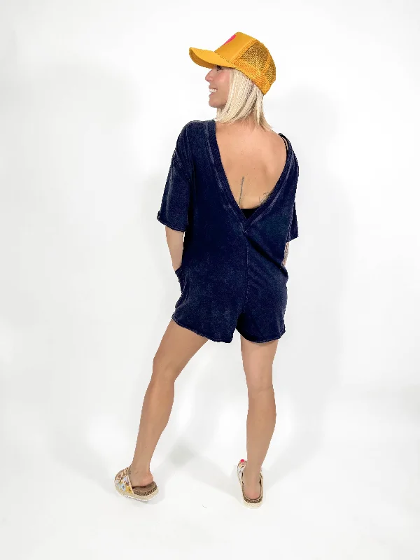 Movement Reversible Vintage Wash Romper- NAVY