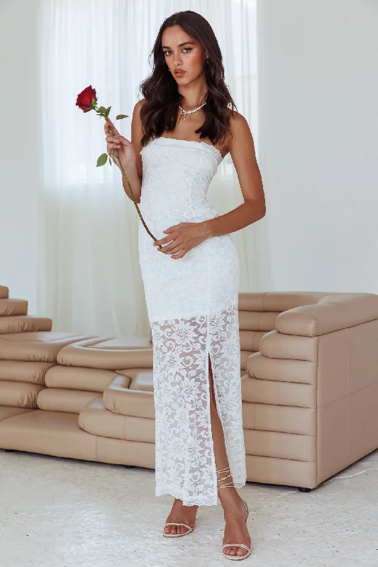 Must Be Love Strapless Lace Dress Off White