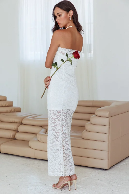 Must Be Love Strapless Lace Dress Off White