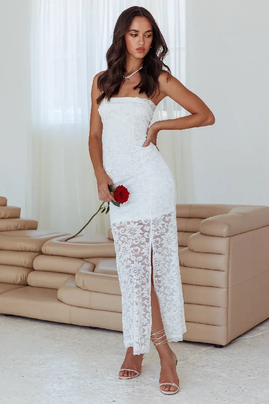 Must Be Love Strapless Lace Dress Off White