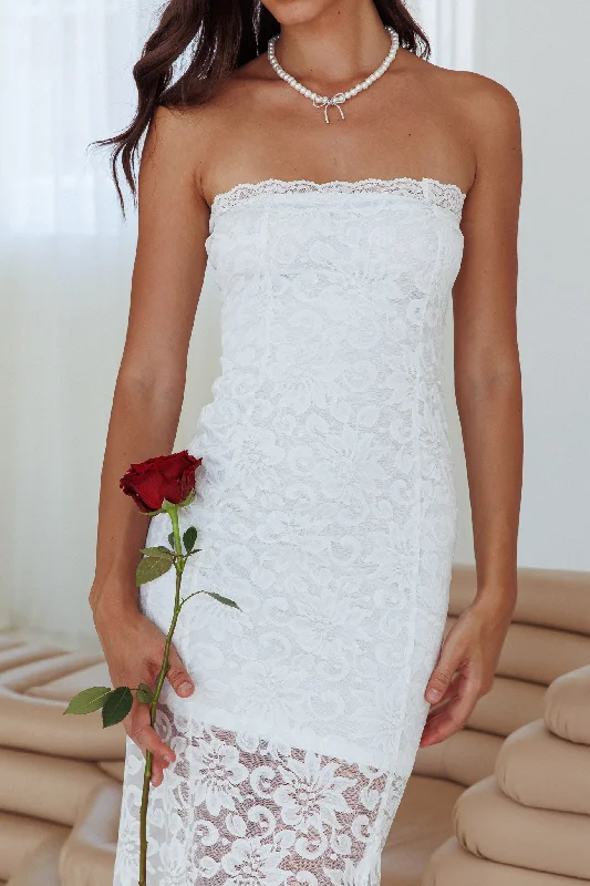 Must Be Love Strapless Lace Dress Off White