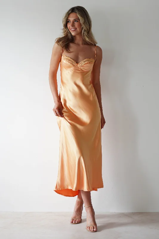 Ricci Soft Satin Maxi Dress | Melon