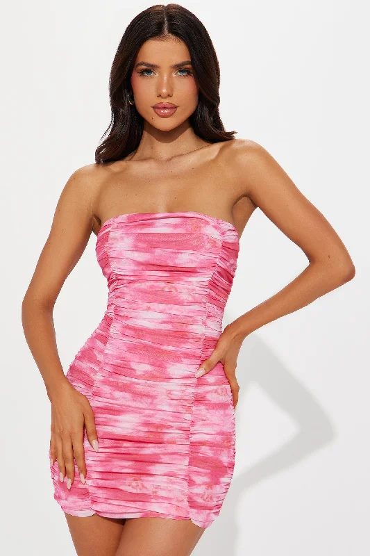 Rue Mesh Micro Mini Dress - Fuchsia