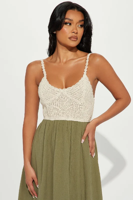 Vacation In The Tropics Maxi Dress - Olive/combo