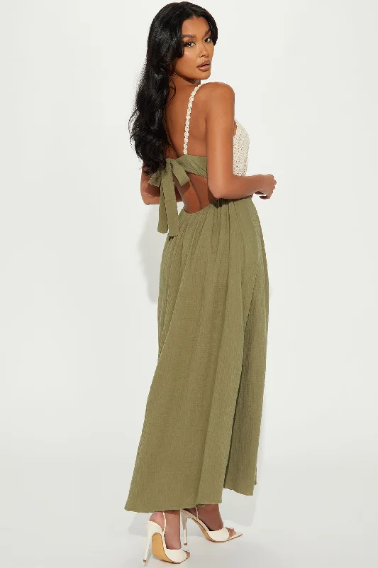 Vacation In The Tropics Maxi Dress - Olive/combo