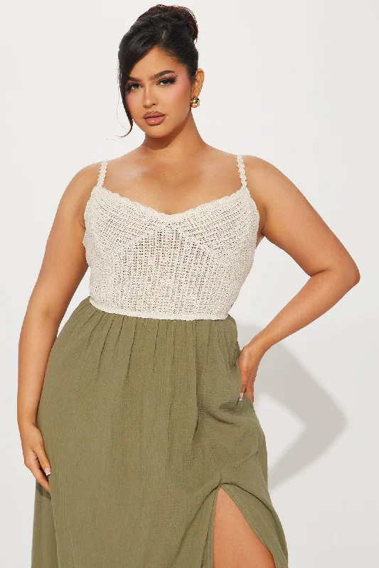 Vacation In The Tropics Maxi Dress - Olive/combo