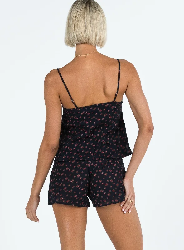 Deva Floral Playsuit Black Multi