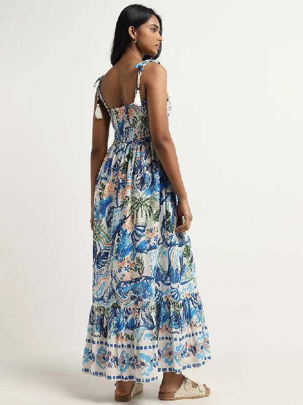 LOV Blue Nature-Inspired A-Line Dress