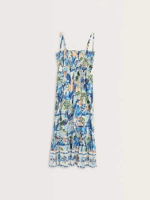 LOV Blue Nature-Inspired A-Line Dress