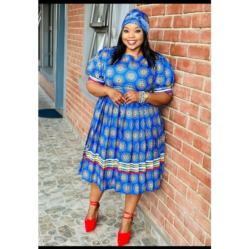 Short Sleeve Round Neck Ankara Dress