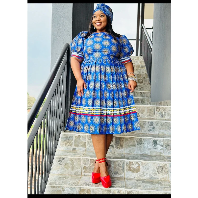 Short Sleeve Round Neck Ankara Dress