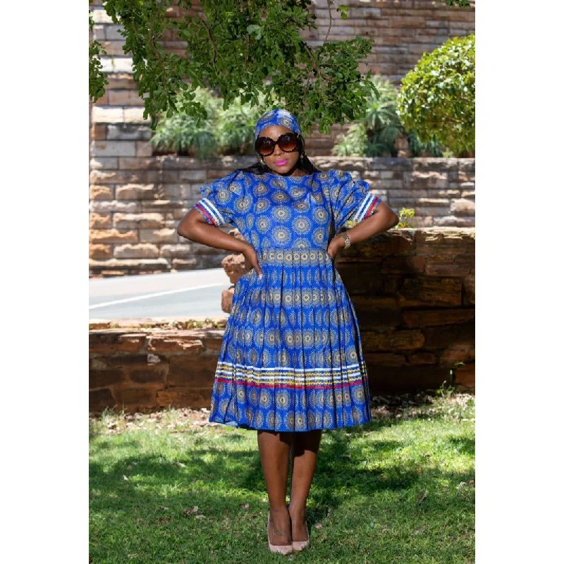 Short Sleeve Round Neck Ankara Dress