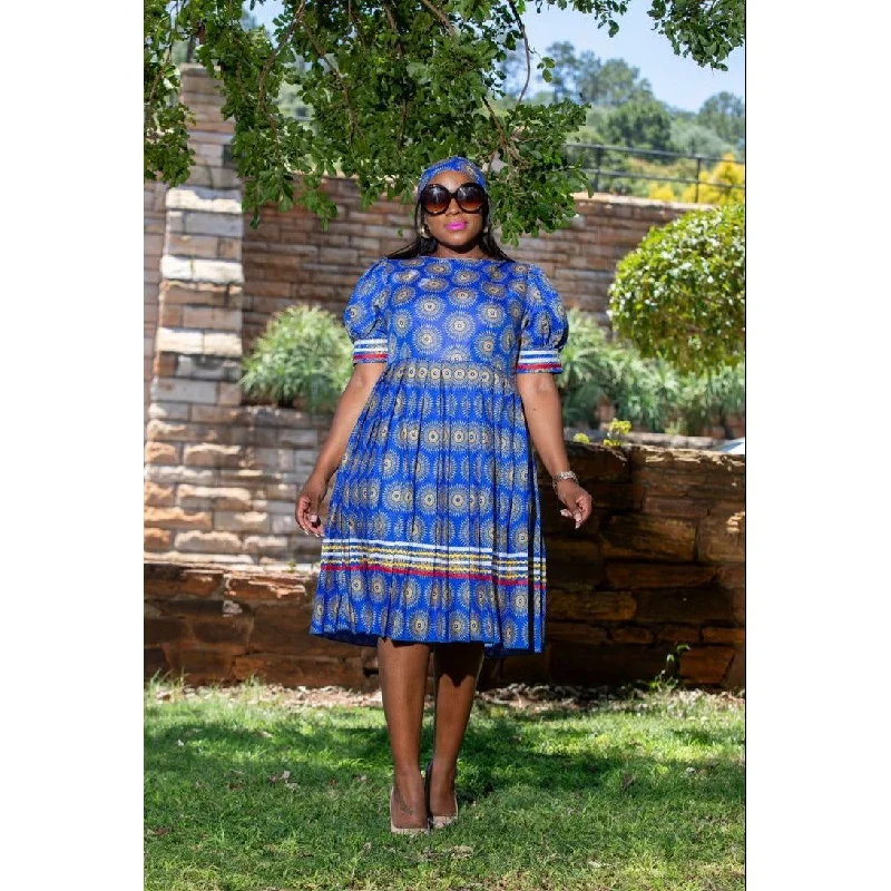 Short Sleeve Round Neck Ankara Dress