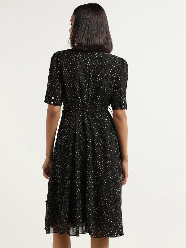 Wardrobe Black Polka-Dotted Dress