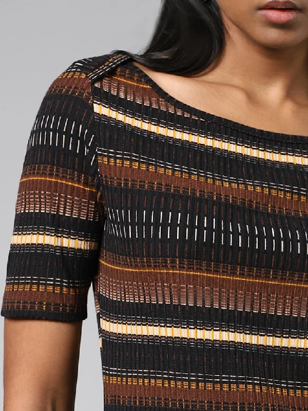 Wardrobe Multicolor Striped Knitted Bodycon Dress