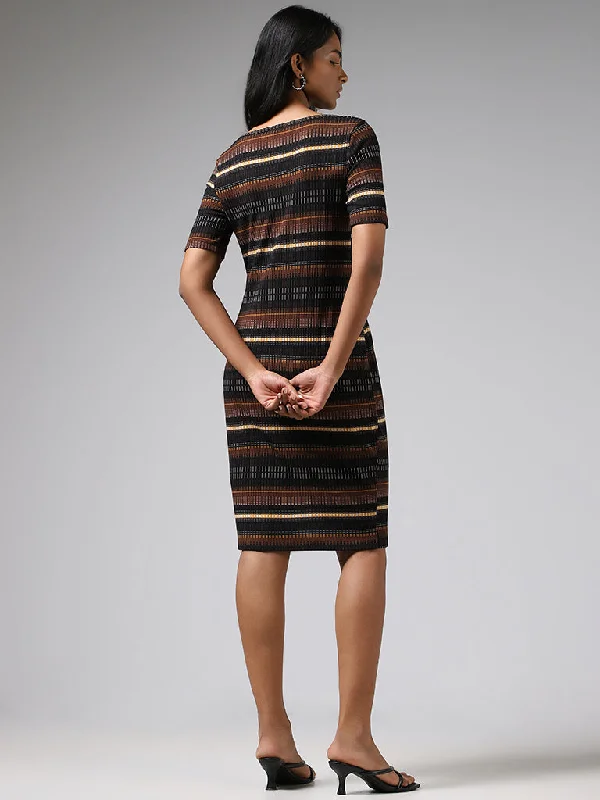 Wardrobe Multicolor Striped Knitted Bodycon Dress